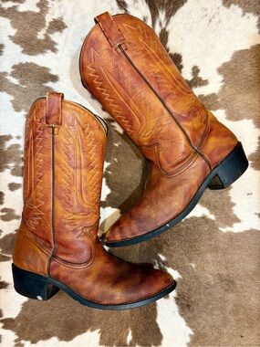 Vintage Brown Leather Cowboy Boots